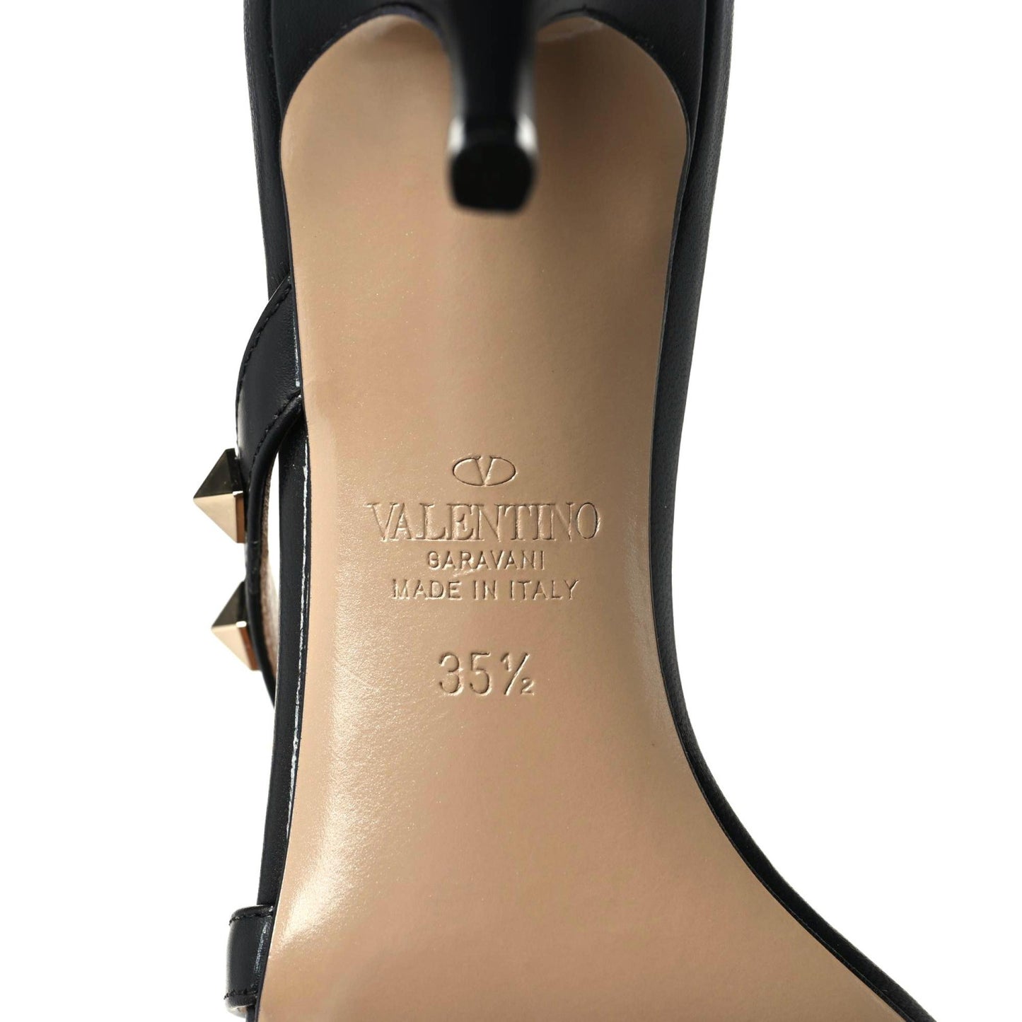 Calfskin Rockstud 60mm Slide Sandals 35.5 Black