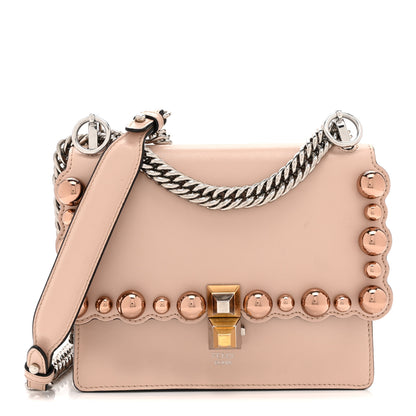 Fendi Vitello Liberty Pearl Scalloped Studded Small Kan I Shoulder Bag Soap 1 of 14