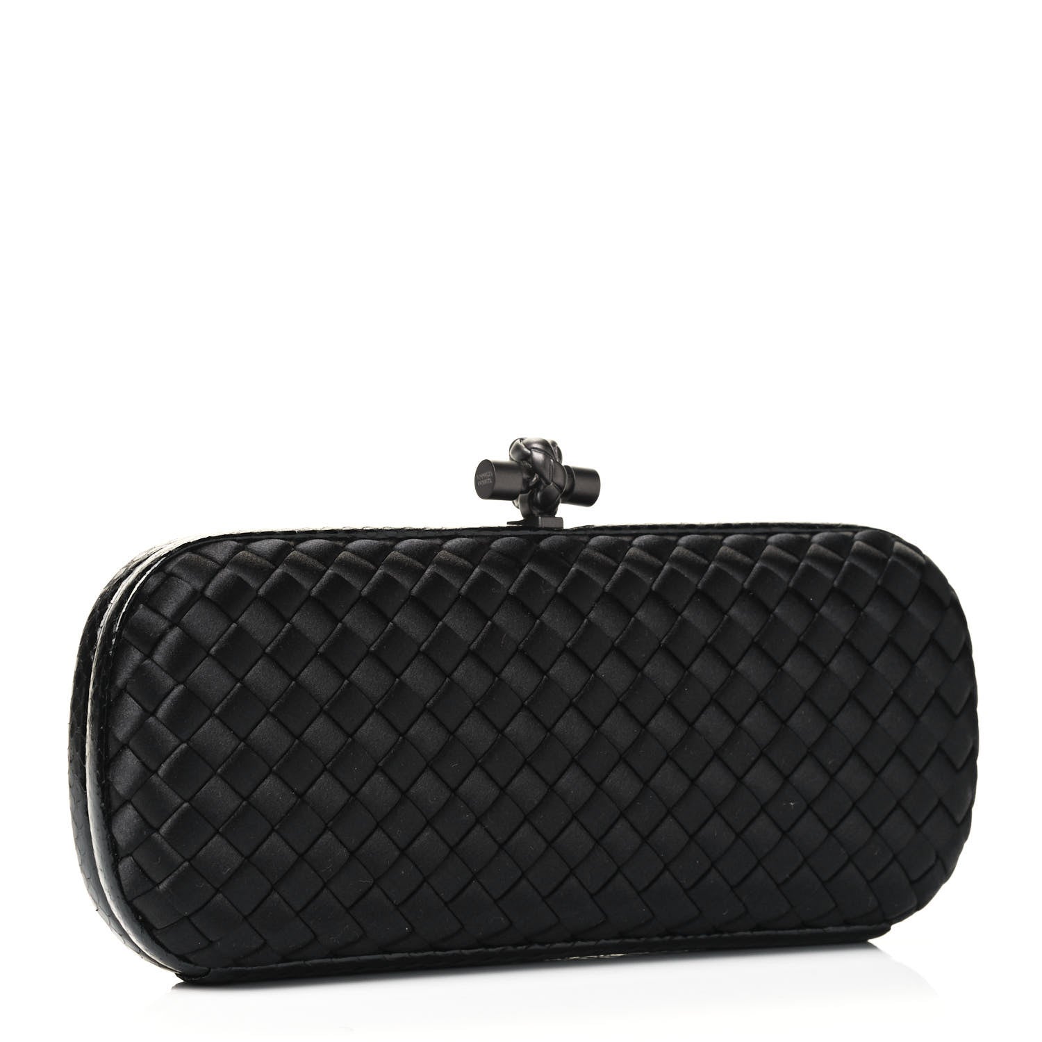Bottega Veneta Satin Ayers Intreccio Impero Stretch Knot Clutch Black 2 of 4