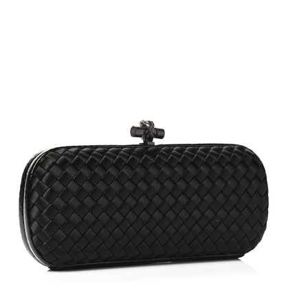 Bottega Veneta Satin Ayers Intreccio Impero Stretch Knot Clutch Black 2 of 4