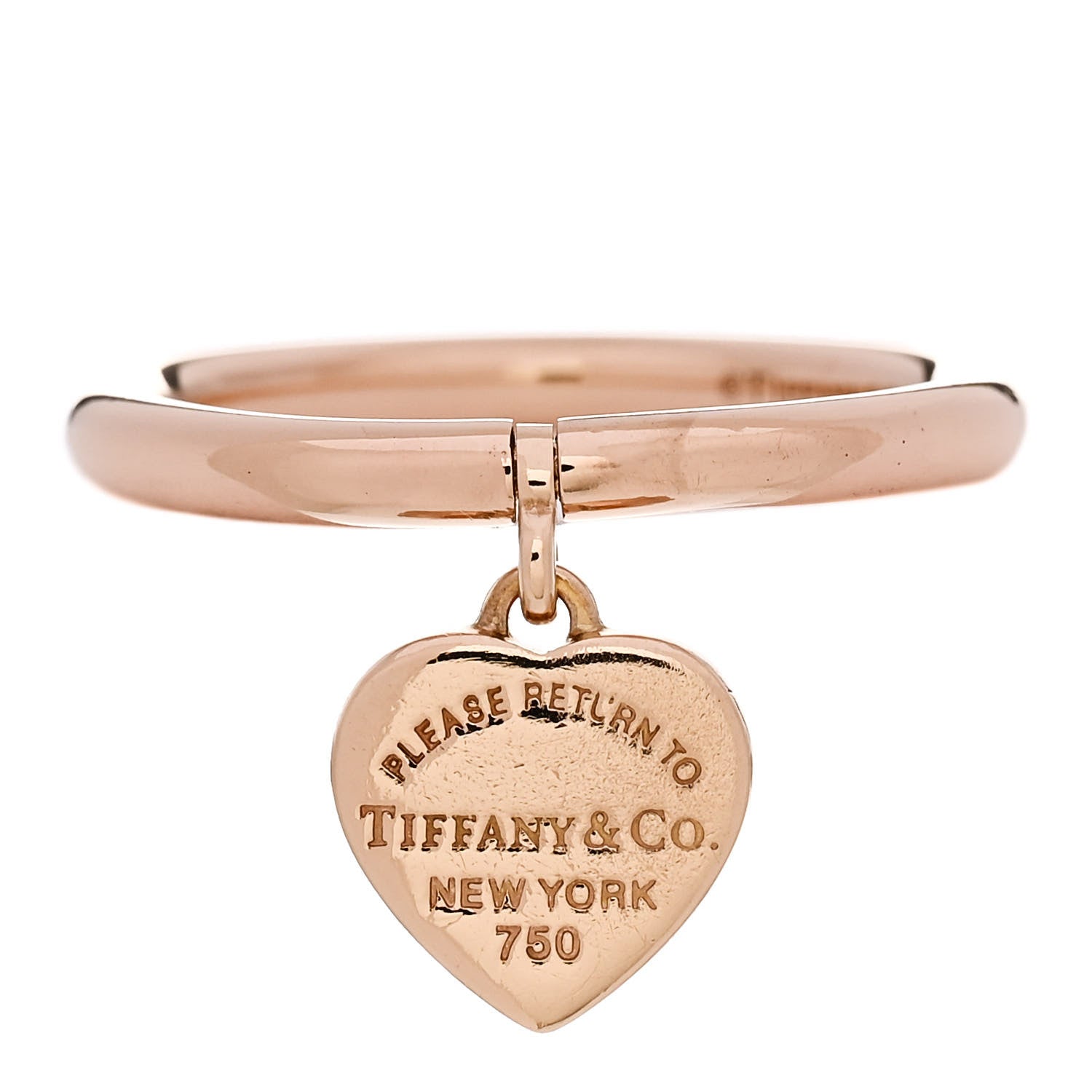 Tiffany 18K Rose Gold Return to Tiffany Heart Tag Ring 58 8.5