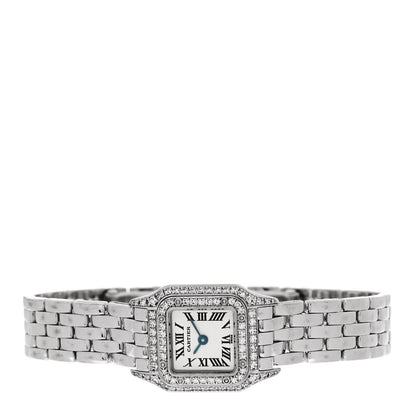 Cartier 18K White Gold Diamond Bezel 17mm Double Row Panthere Quartz Watch 2 of 5