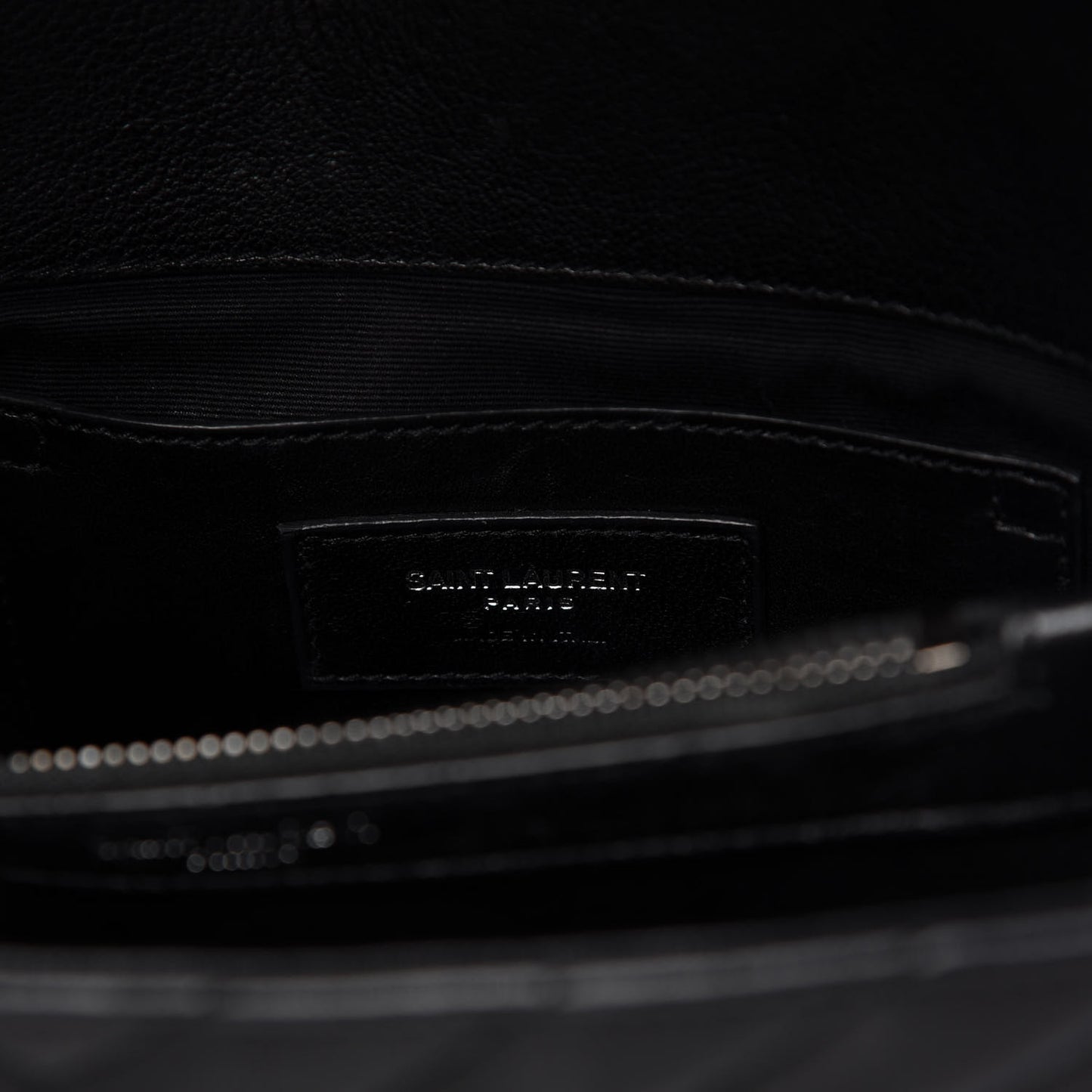Sheepskin Matelasse Chevron Monogram Medium College Bag Black