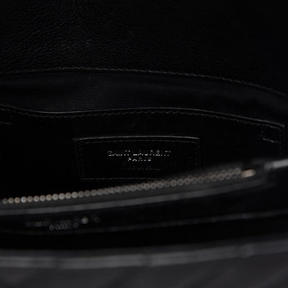 Saint Laurent Sheepskin Matelasse Chevron Monogram Medium College Bag Black 8 of 8