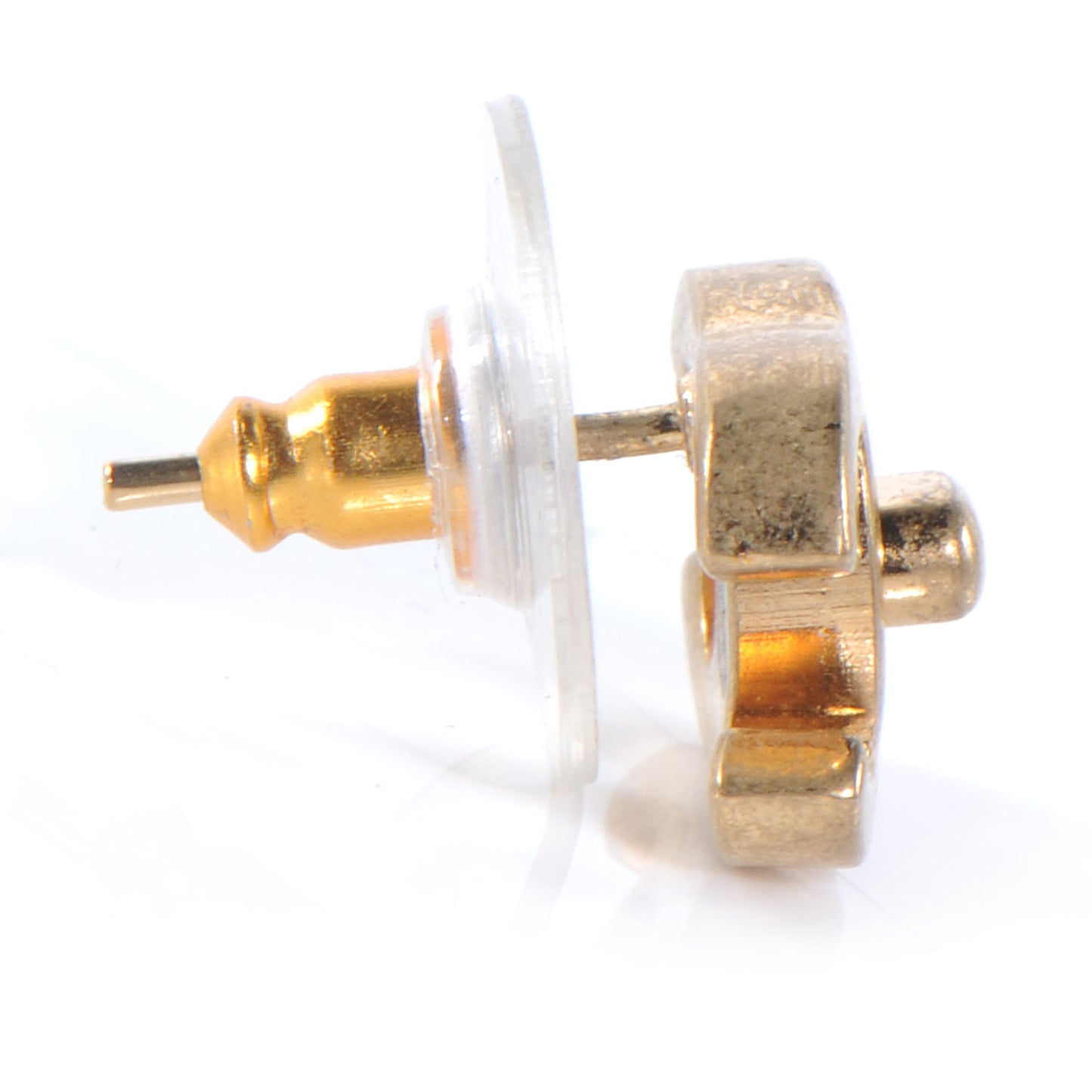 Metal CC Turnlock Clip On Earrings Gold