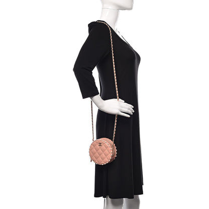 Chanel Calfskin Quilted Pearl Round Clutch With Chain Pink 2 of 10