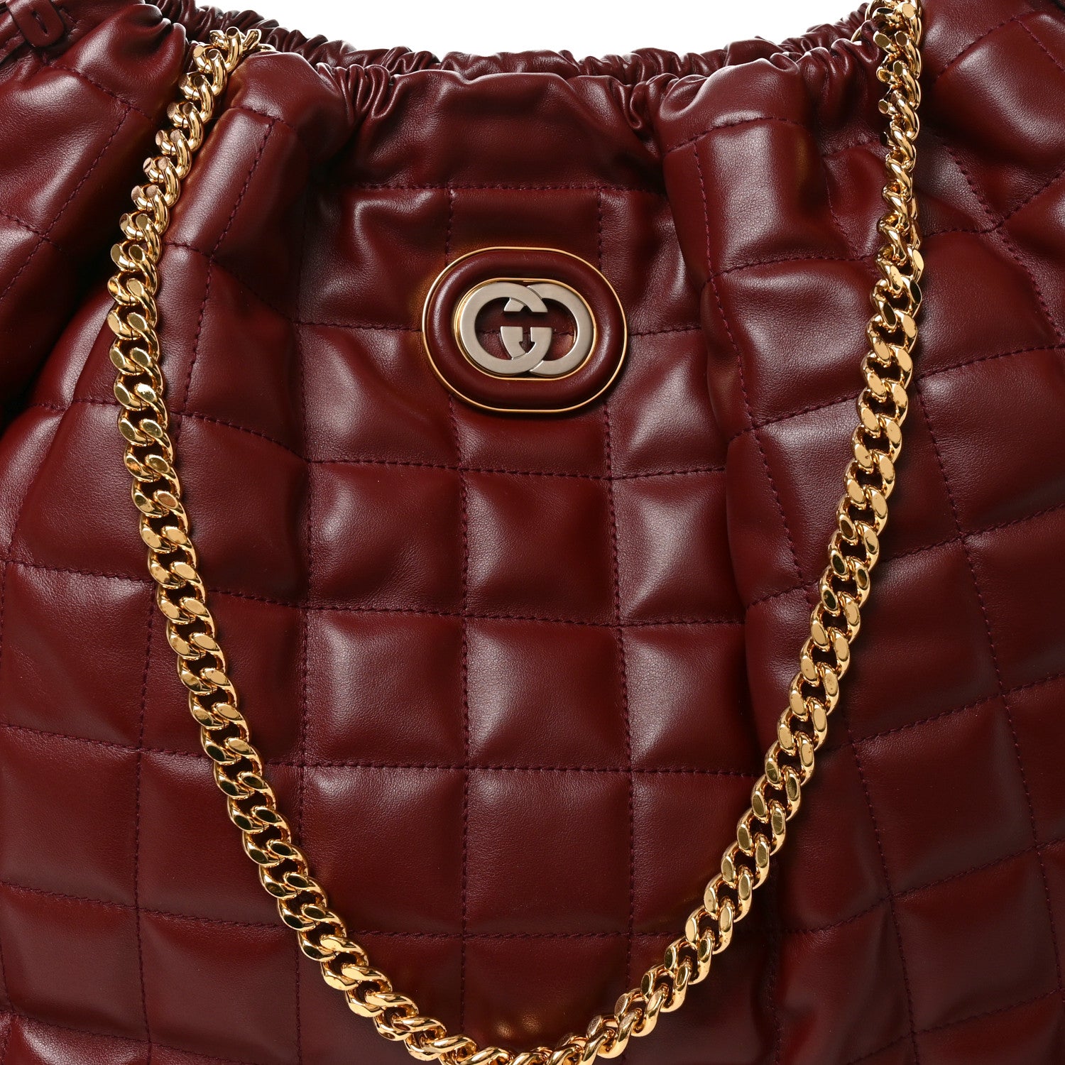 Gucci Calfskin Quilted Large Deco Tote Bag Rosso Ancora Red 8 of 10