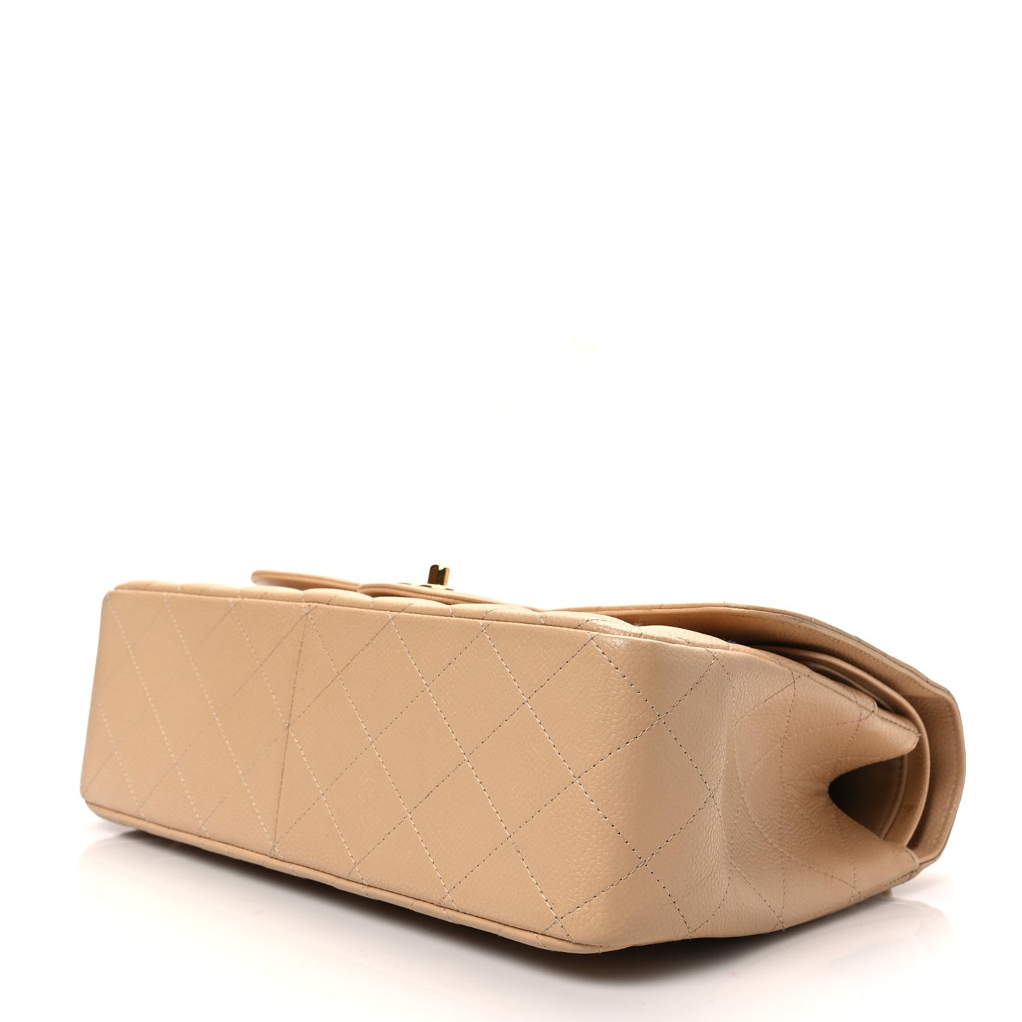 Caviar Quilted Jumbo Double Flap Beige Clair