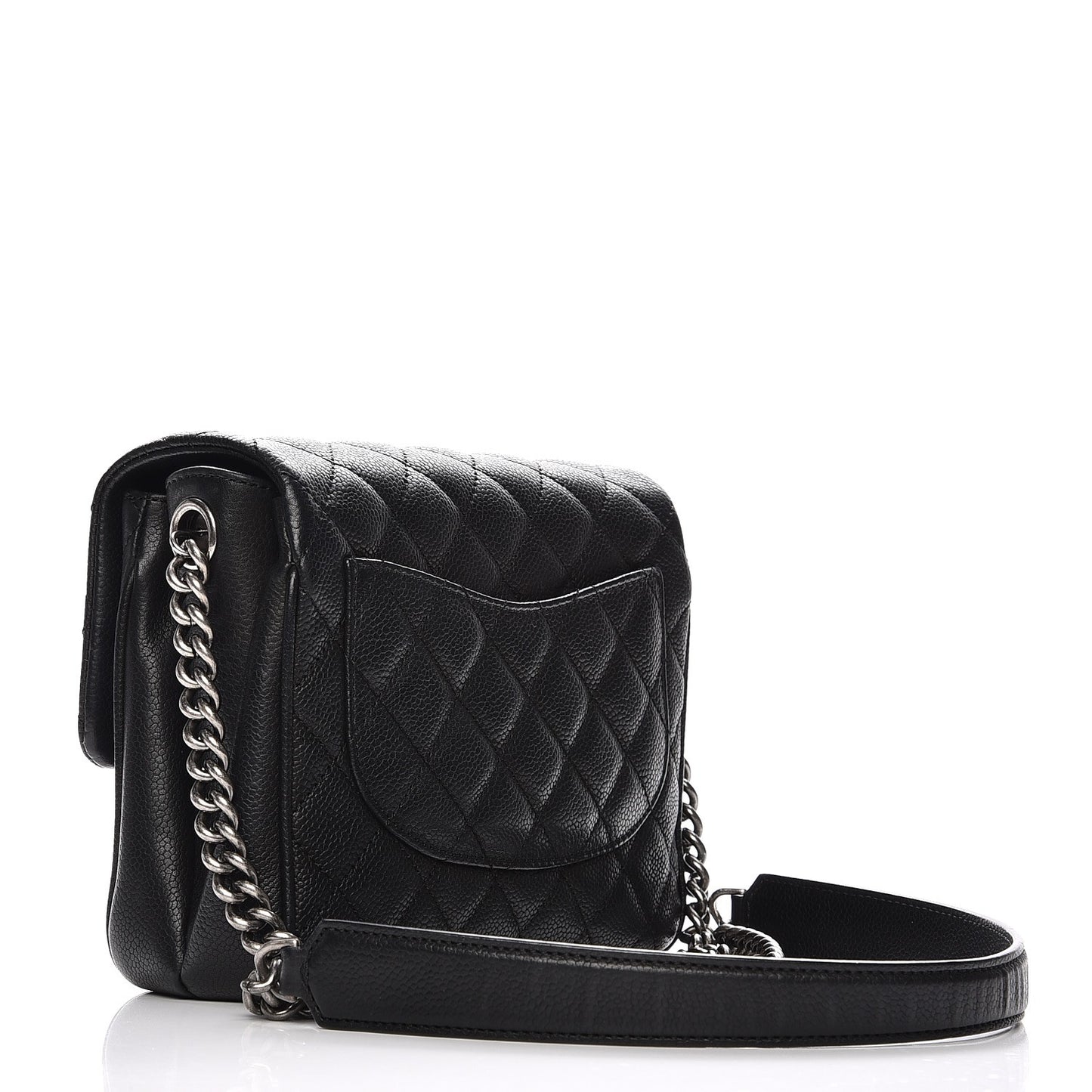 Caviar Quilted Small Rock In Rome Flap Black