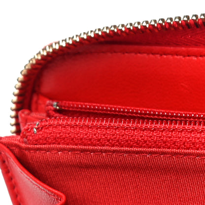 Chanel Lambskin Quilted Camellia Zip Around Wristlet Wallet Red 13 of 14