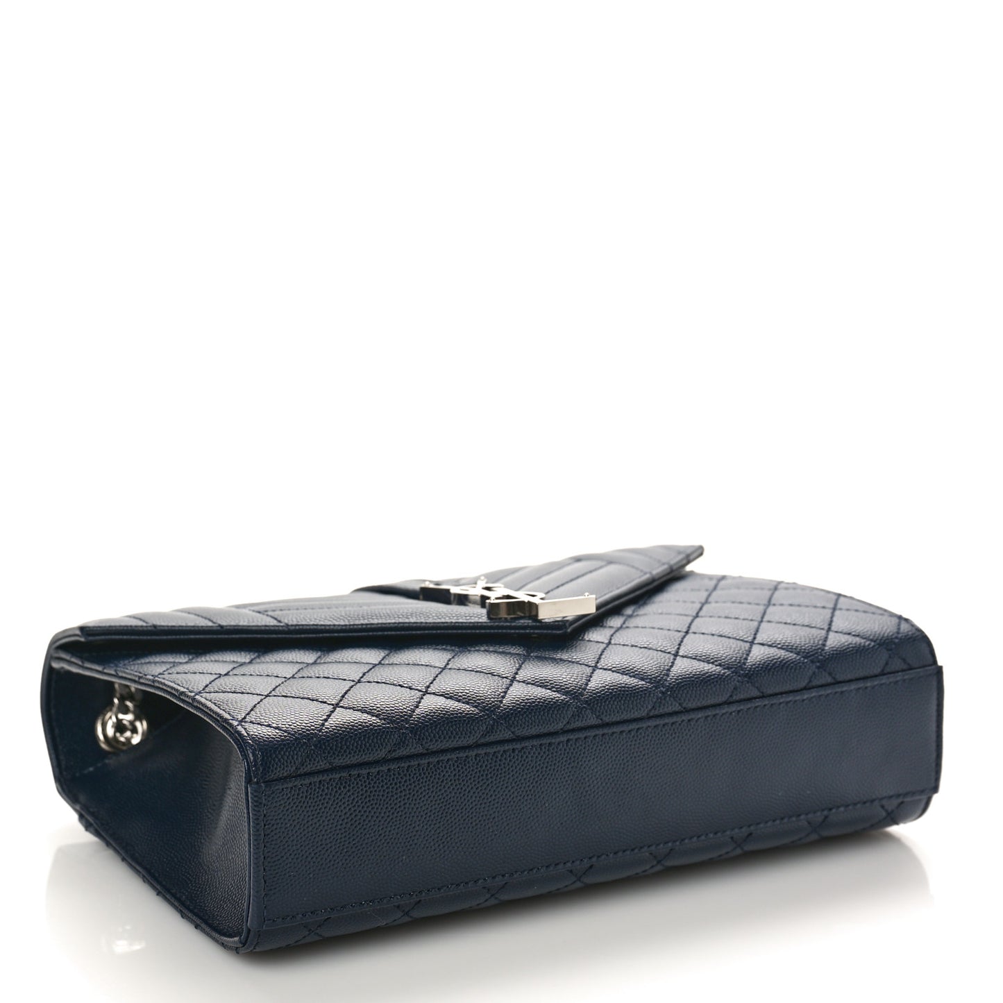 Grain De Poudre Textured Mixed Matelasse Triquilt Medium Monogram Satchel Deep Marine