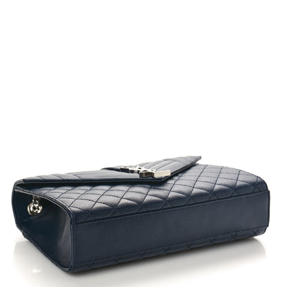 Saint Laurent Grain De Poudre Textured Mixed Matelasse Triquilt Medium Monogram Satchel Deep Marine 4 of 8