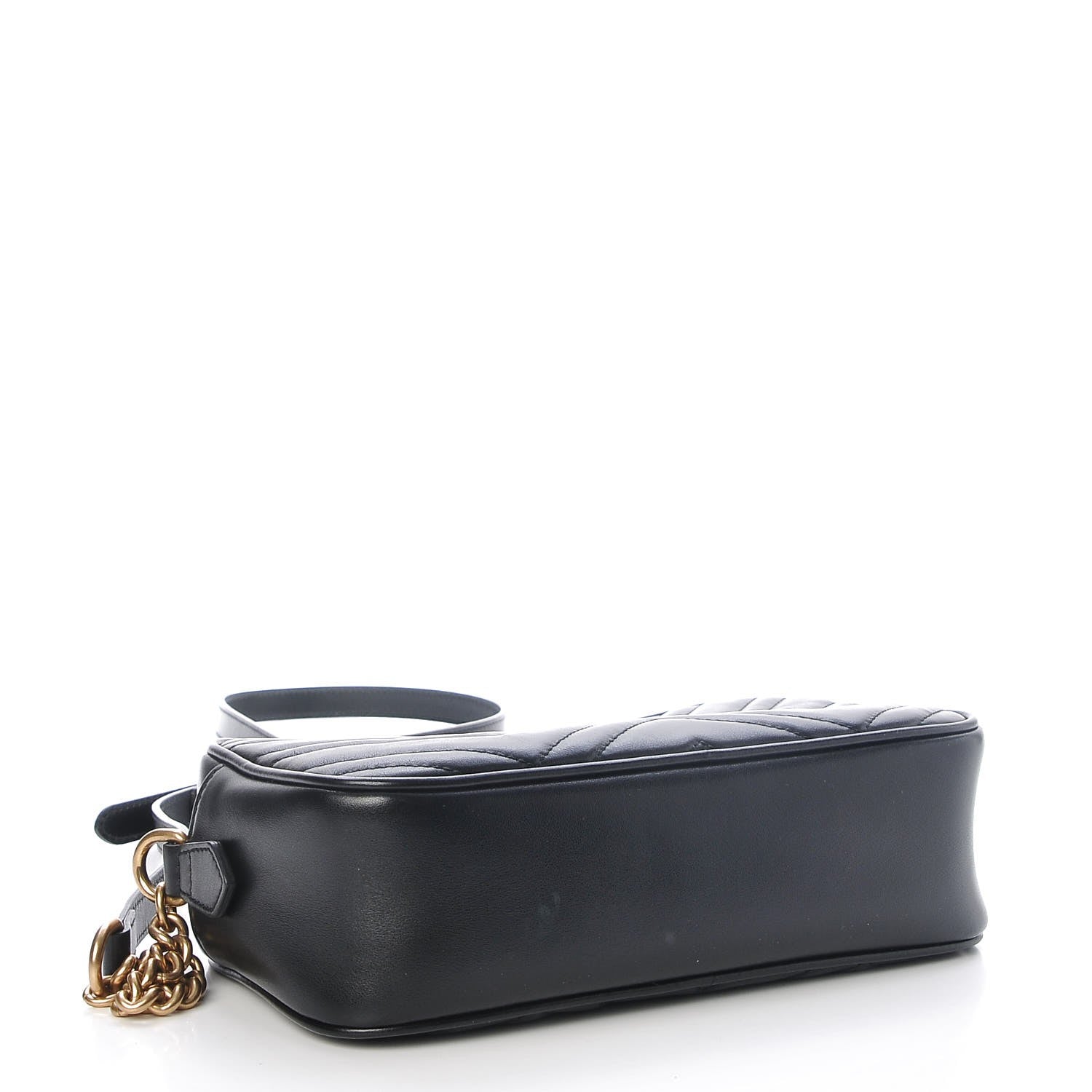 Gucci Calfskin Matelasse Small GG Marmont Chain Shoulder Bag Black 4 of 7