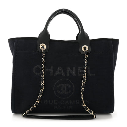 Chanel Mixed Fibers Small Deauville Tote Navy Blue 1 of 11
