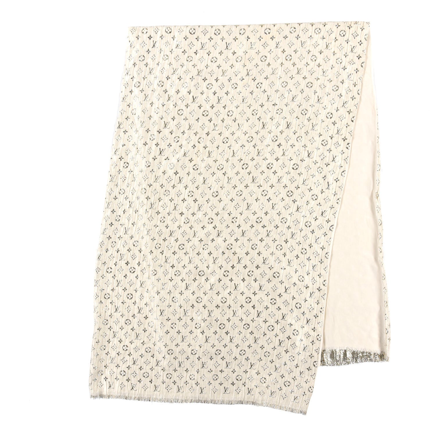 Louis Vuitton Silk Monogram So Glitter Stole White 2 of 4