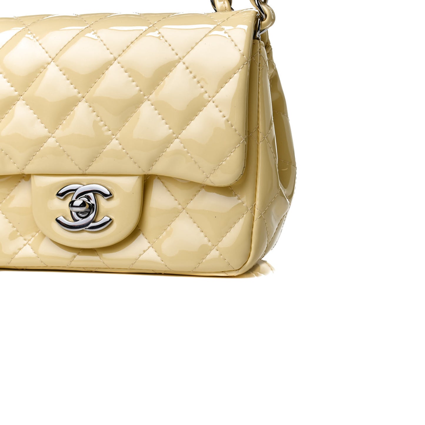 Patent Quilted Mini Square Flap Yellow