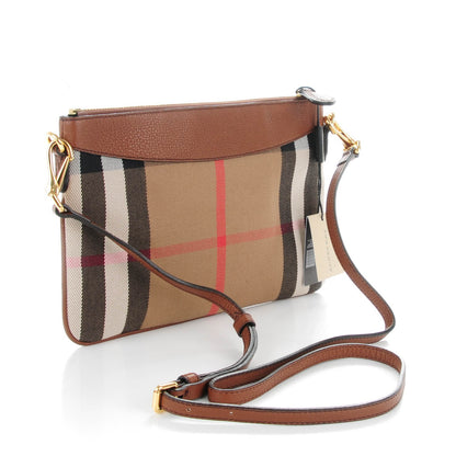 Burberry House Check Derby Peyton Crossbody Clutch Bag Tan 3 of 10