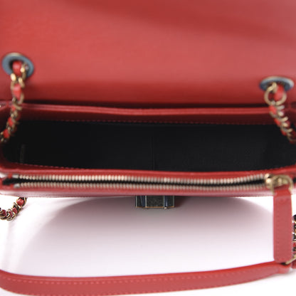 Chanel Shiny Calfskin Goatskin Quilted Small Coco Curve Messenger Flap Red 4 of 12