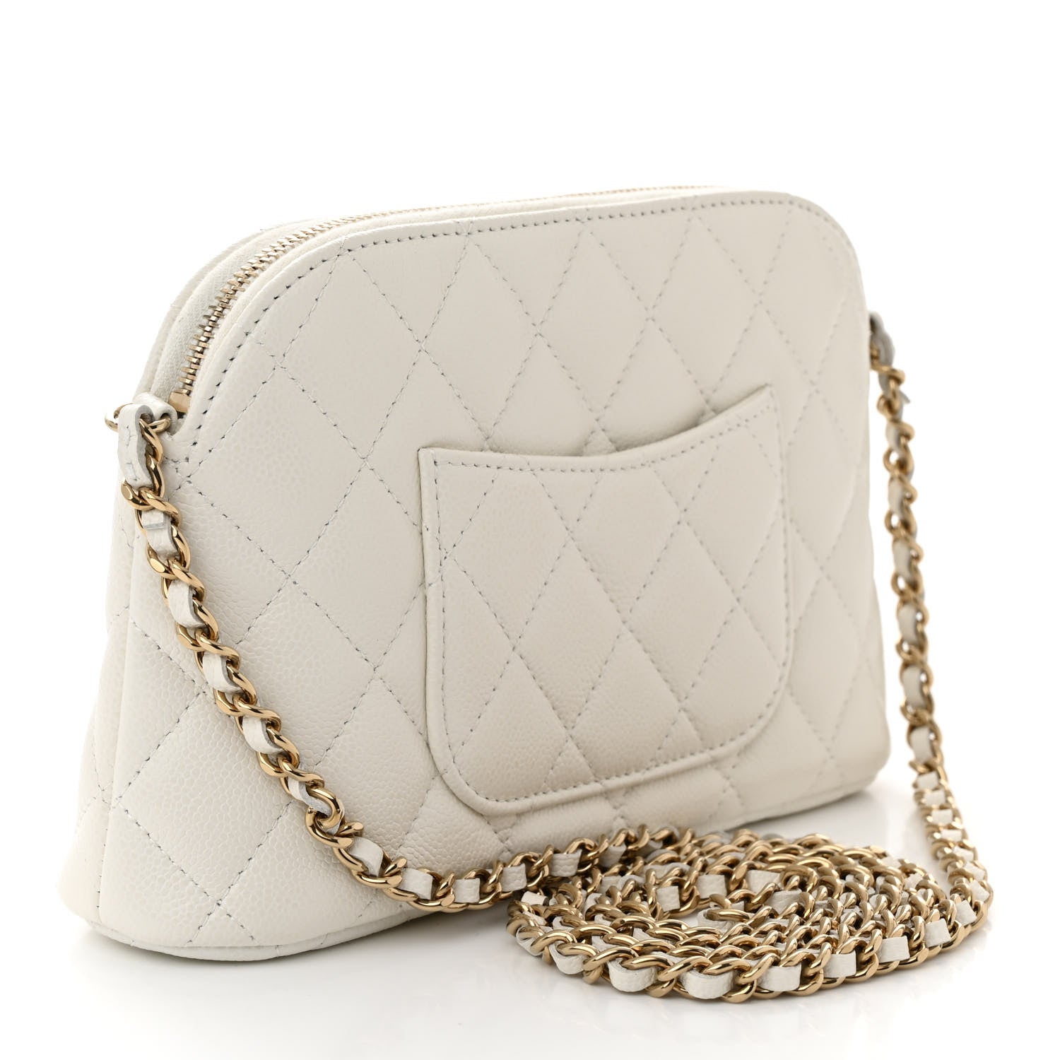 Chanel Caviar Quilted Classic Clutch With Chain White 3 of 11