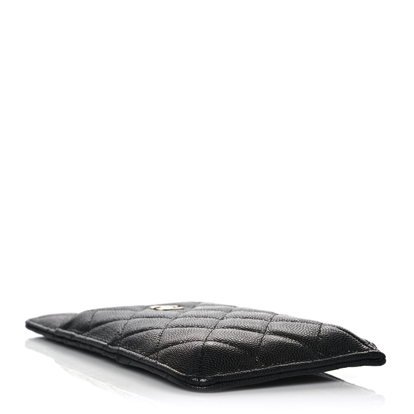 Caviar Quilted Classic Flat Wallet Pouch Black