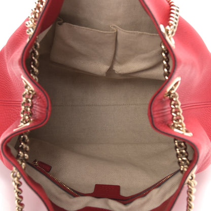 Gucci Pebbled Calfskin Medium Soho Chain Shoulder Bag Tabasco Red 5 of 12