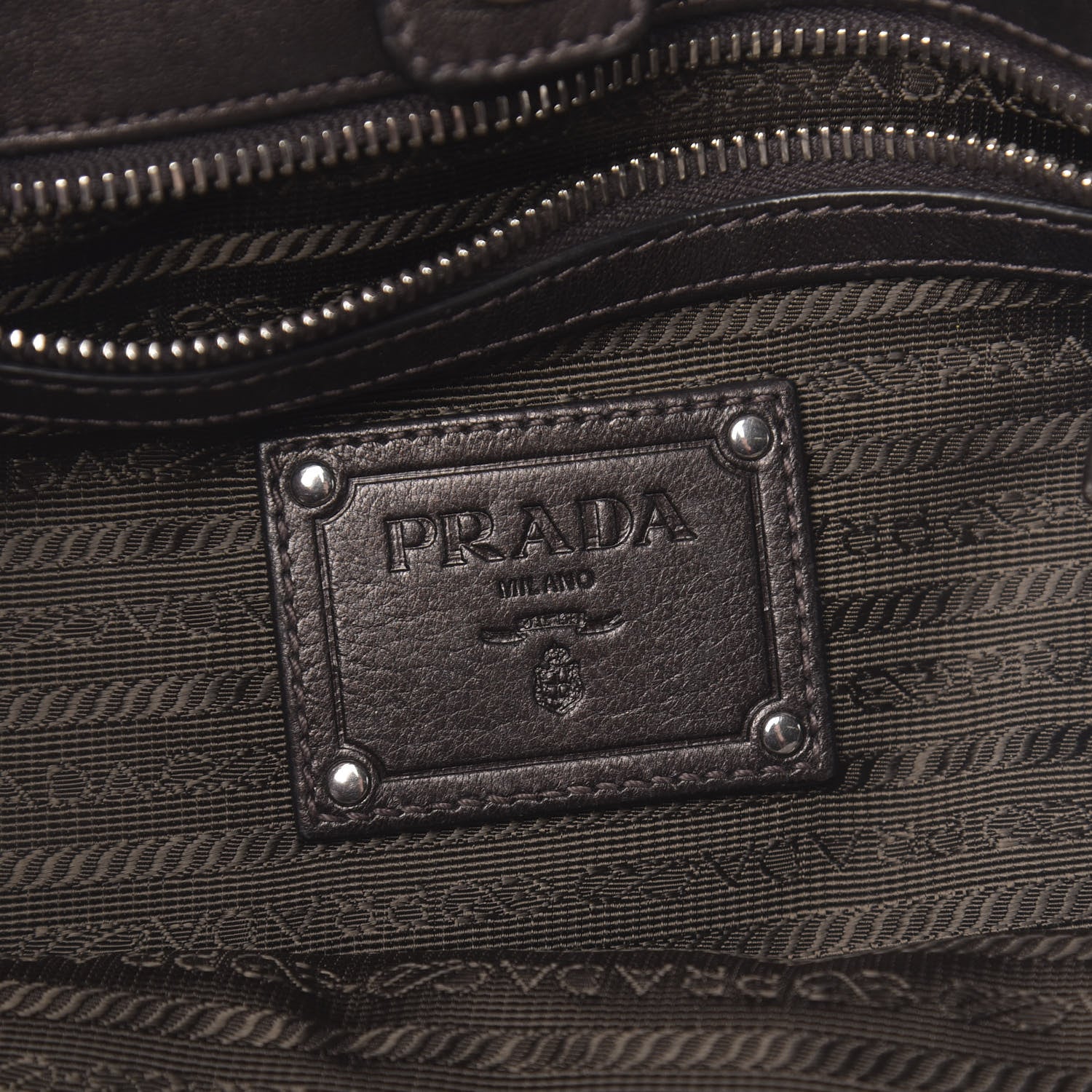 Prada Tessuto Nylon Nappa Zip Around Shopping Bag Moro Mordore 6 of 11