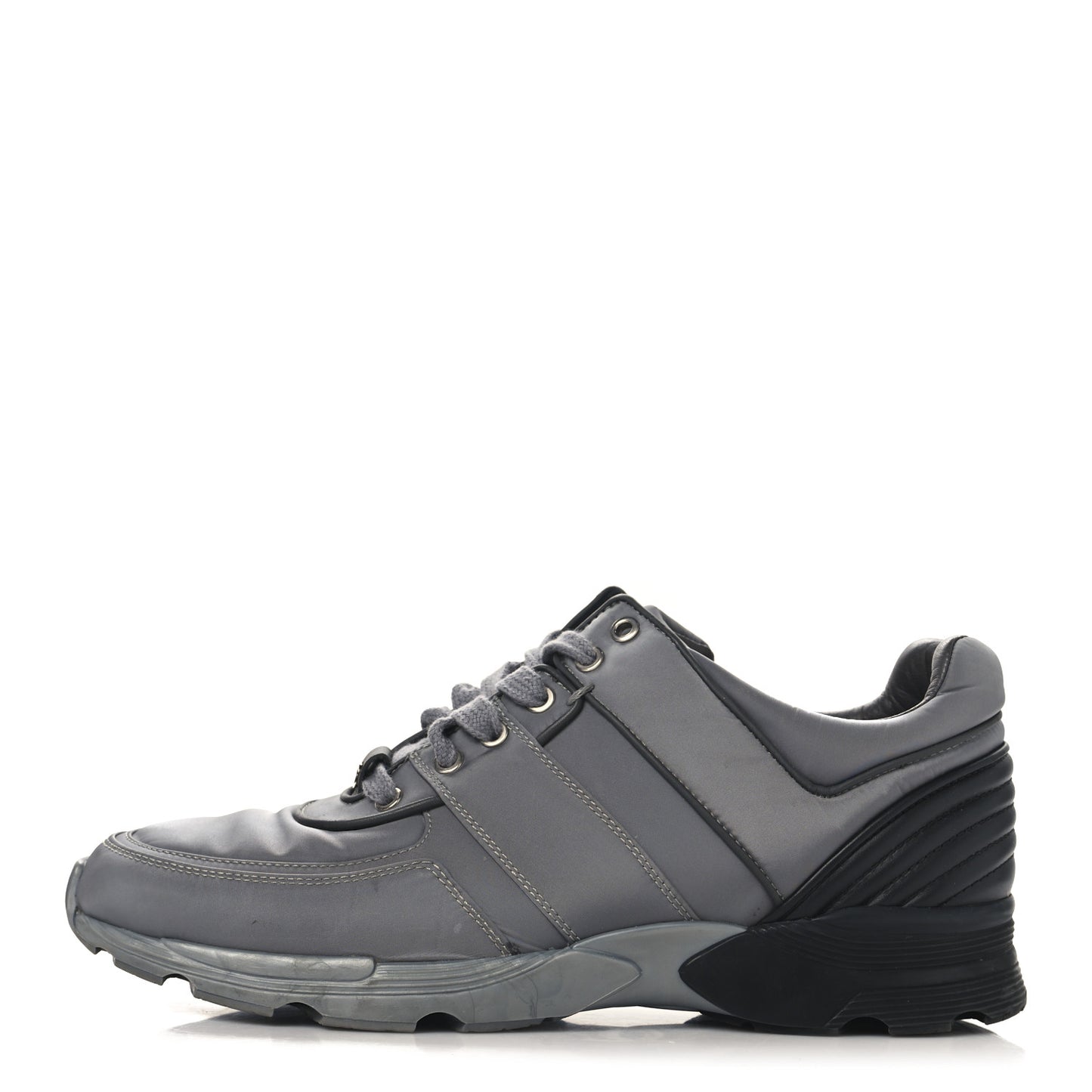 Calfskin Nylon Womens CC Sneakers 41.5 Grey