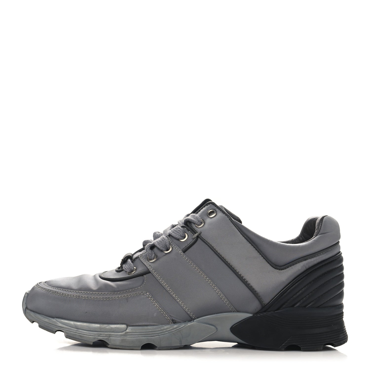 Chanel Calfskin Nylon Womens CC Sneakers 41.5 Grey 1 of 8
