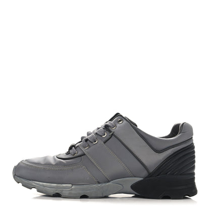 Chanel Calfskin Nylon Womens CC Sneakers 41.5 Grey 1 of 8