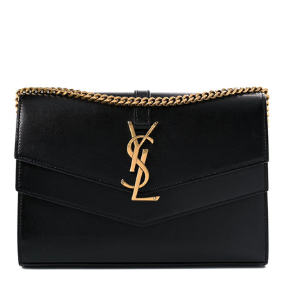Saint Laurent Smooth Calfskin Monogram Sulpice Chain Wallet Black 1 of 10
