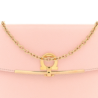 Salvatore Ferragamo Hammered Calfskin Gancio Wallet On Chain Nylund Pink 8 of 14