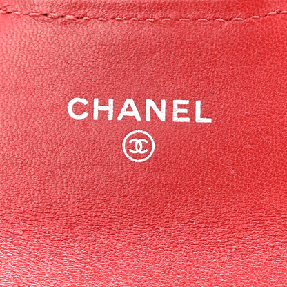 Chanel Lambskin Quilted Flap Card Holder Wallet Red 6 of 8
