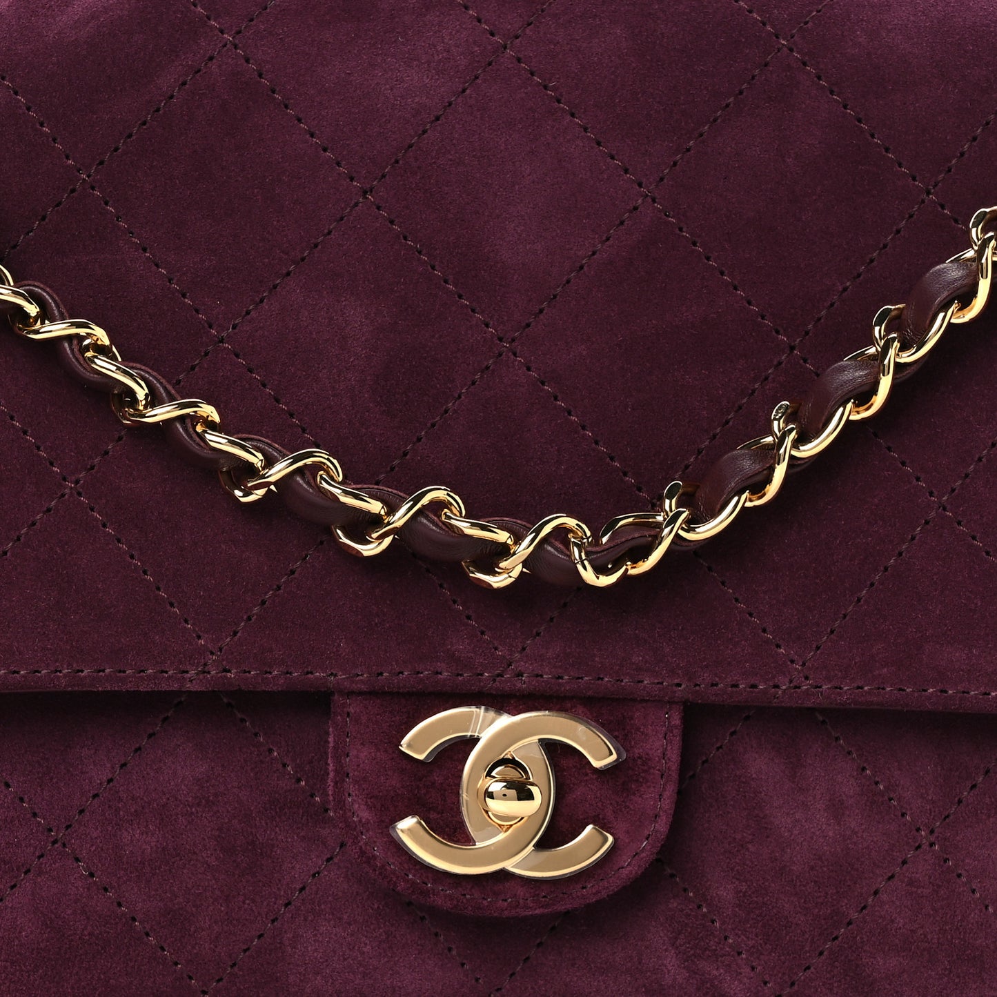 Suede Calfskin Small Souplissimo Maxi Flap Burgundy