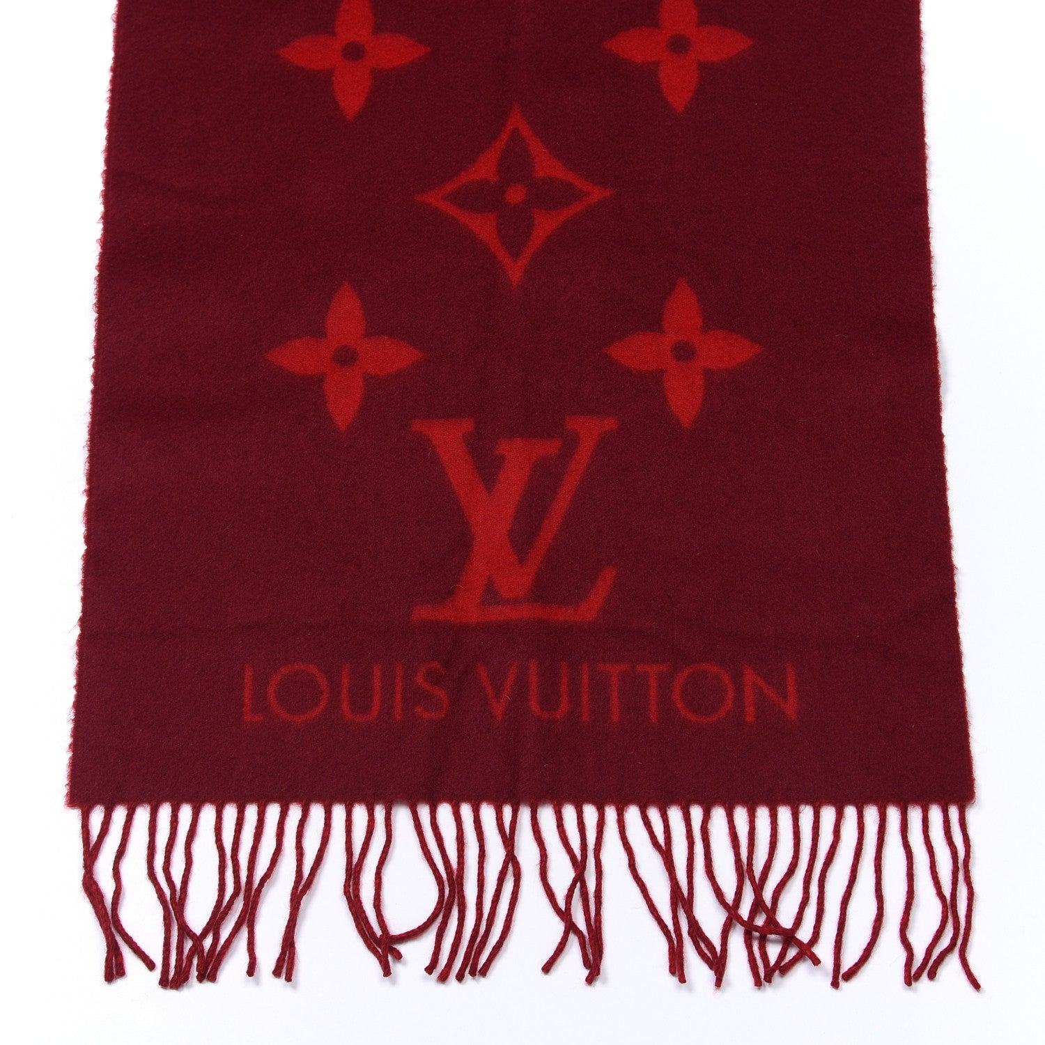 Louis Vuitton Cashmere Monogram Reykjavik Scarf Cherry 3 of 4