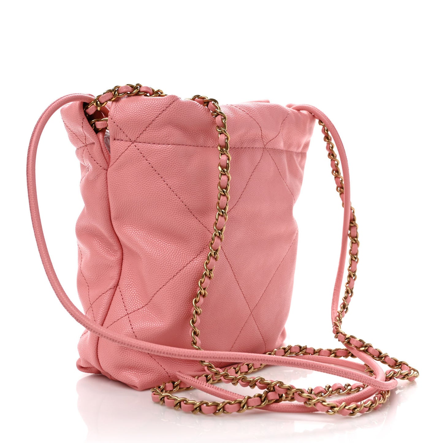 Shiny Caviar Quilted Mini Chanel 22 Coral