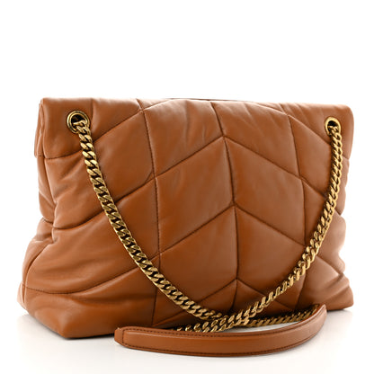 Saint Laurent Lambskin Quilted Medium Loulou Puffer Monogram Chain Satchel Miel Dark 3 of 10