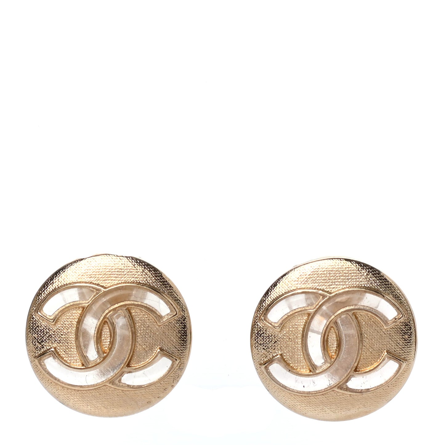 Resin CC Clip On Earrings Gold