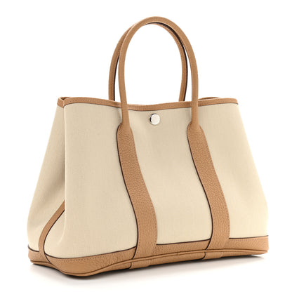 Hermes Toile Militaire Vache Country Garden Party 30 TPM Tote Beton Biscuit 4 of 10