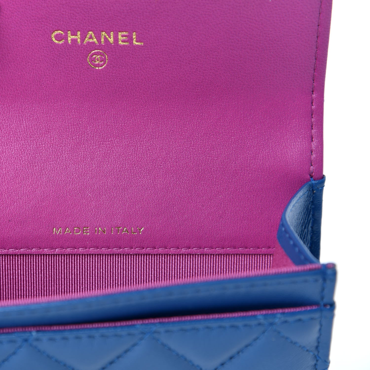 Chanel Lambskin Quilted Flap Card Holder Wallet Blue Pink 7 of 9