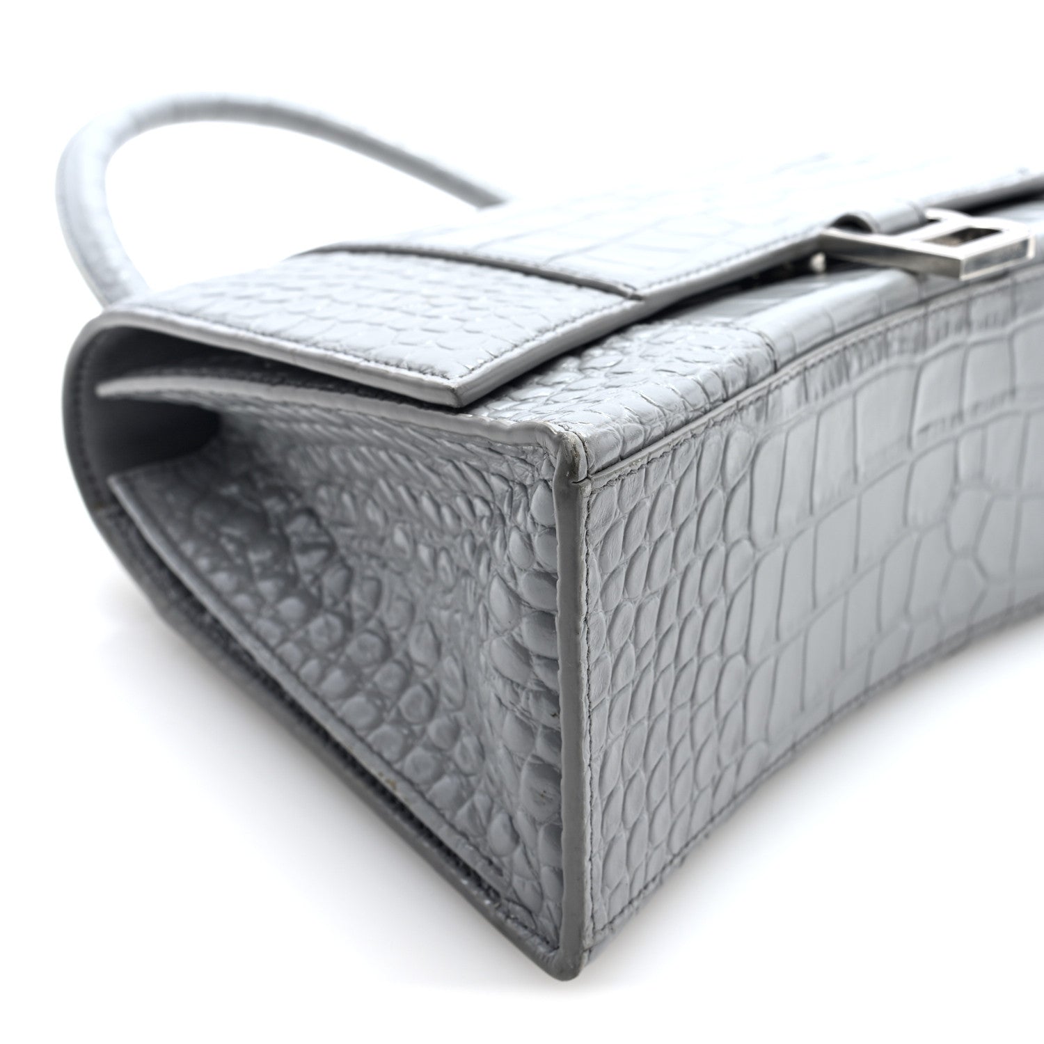 Balenciaga Shiny Calfskin Crocodile Embossed Medium Hourglass Top Handle Bag Balenciaga Grey 8 of 9