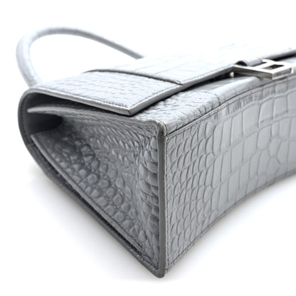 Balenciaga Shiny Calfskin Crocodile Embossed Medium Hourglass Top Handle Bag Balenciaga Grey 8 of 9