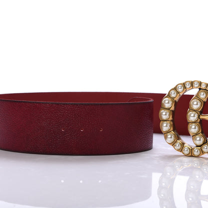 Gucci Cuoio Tusk Lavato Pearl Double G 70mm Belt 95 38 Romantic Cerise Cream 4 of 4