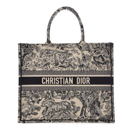 Christian Dior Canvas Embroidered Large Dioriviera Toile De Jouy Book Tote Black 1 of 8