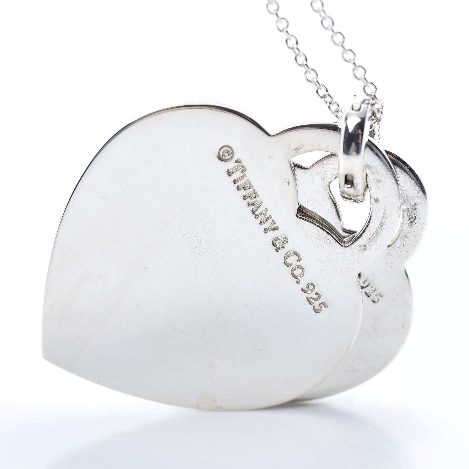 Tiffany Sterling Silver Notes I Love You Double Heart Pendant Necklace 6 of 7