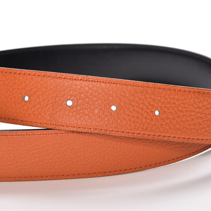 Hermes Box Togo 32mm Belt Strap 85 Black Orange 4 of 10