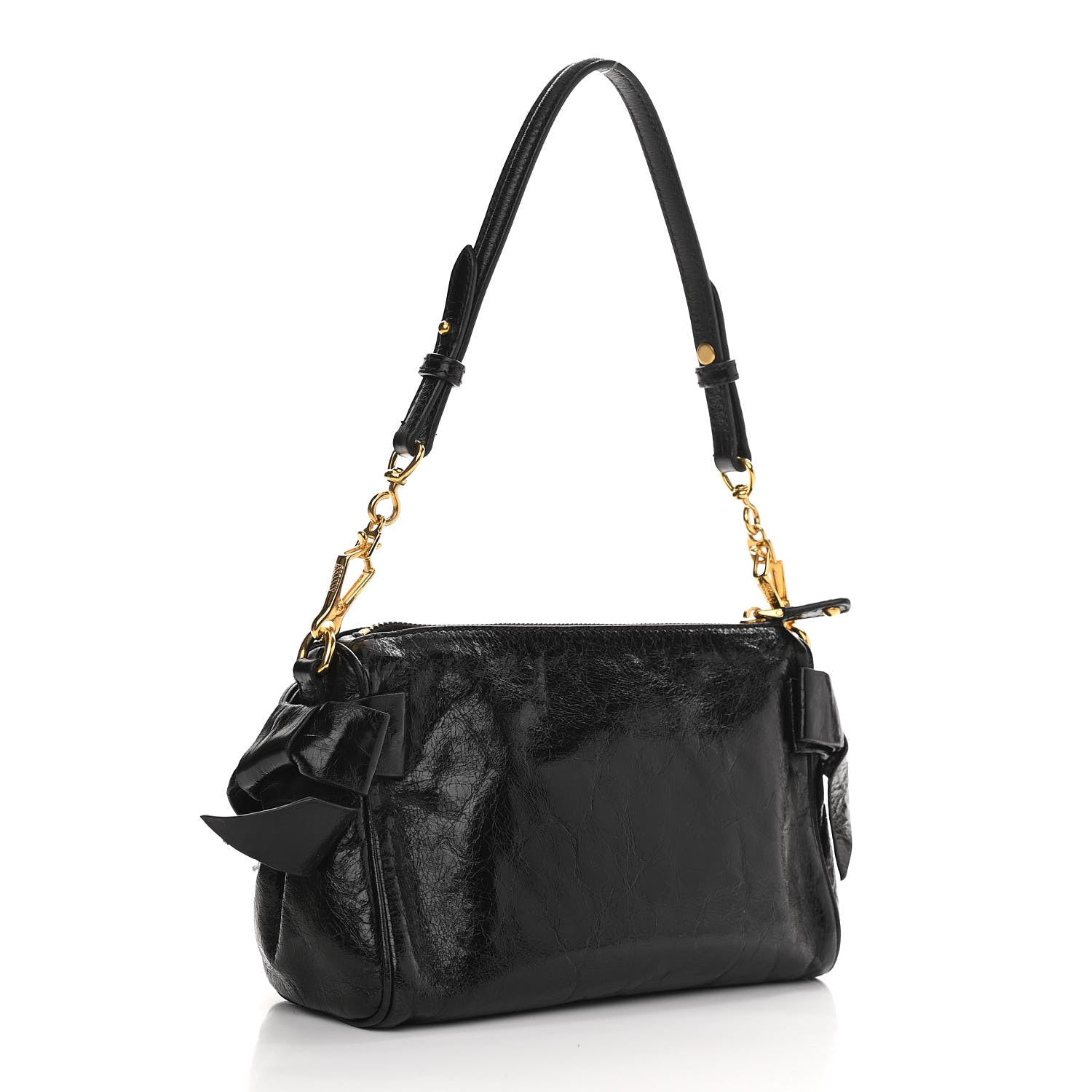 Miu Miu Vitello Lux Bow Bag Black 3 of 10
