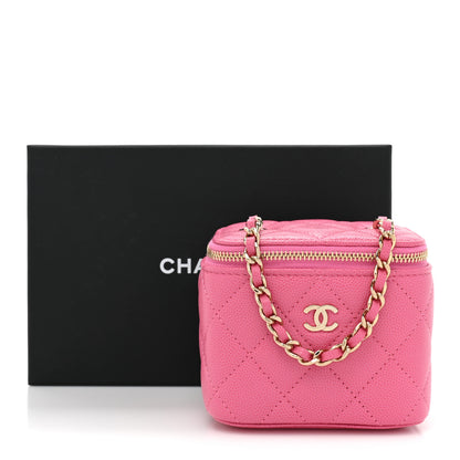 Chanel Caviar Quilted Mini Vanity Case With Chain Pink 10 of 10