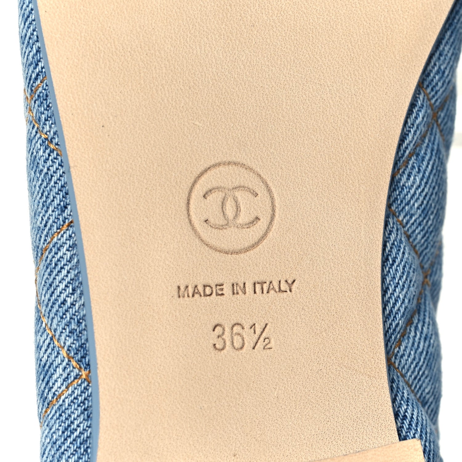 Chanel Denim Quilted CC Cap Toe Ballerina Flats 36.5 Light Blue 7 of 10