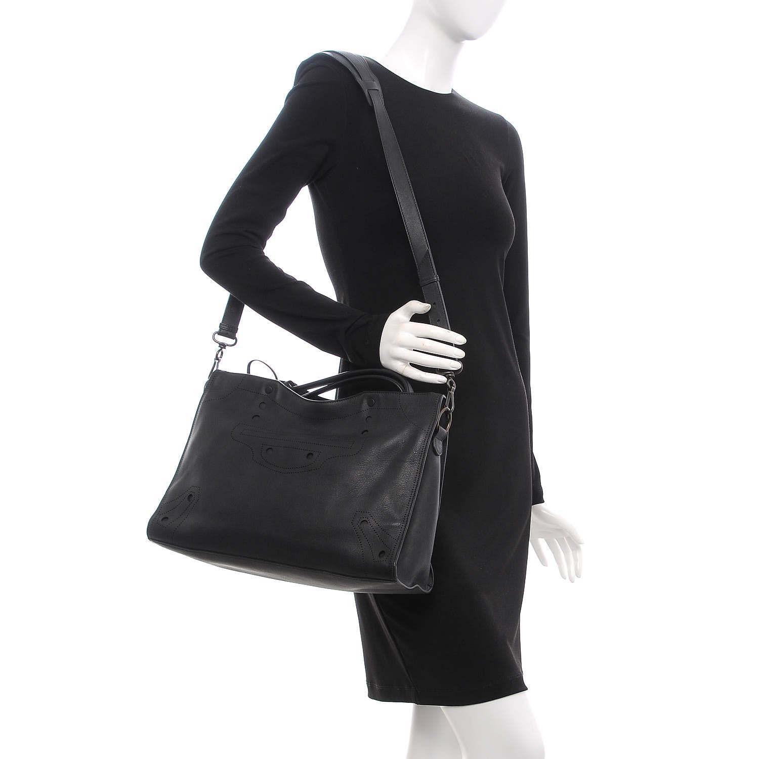 Balenciaga Veau Soyeux Perforated Blackout Hardware City Black 3 of 14