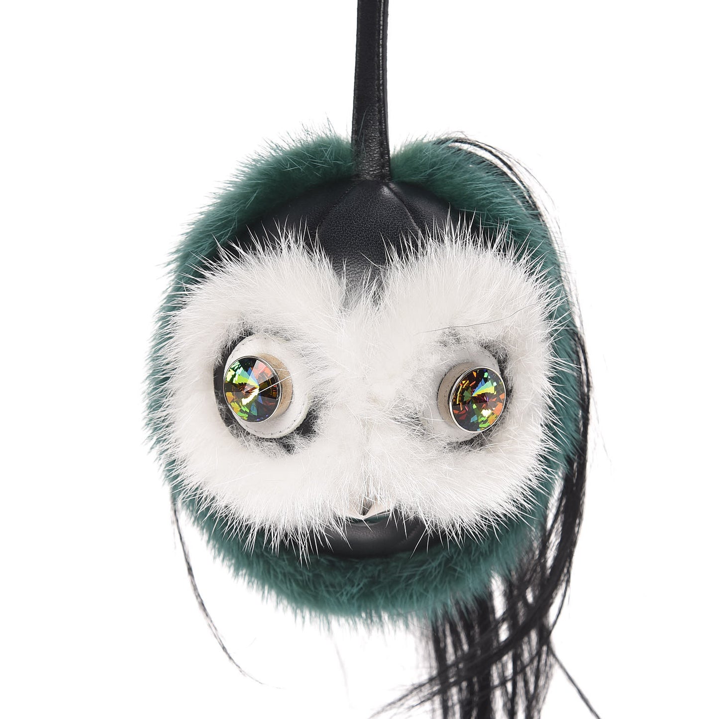 Mink Goat Fur QuTweet Cucaoo Bag Bug Charm Green White